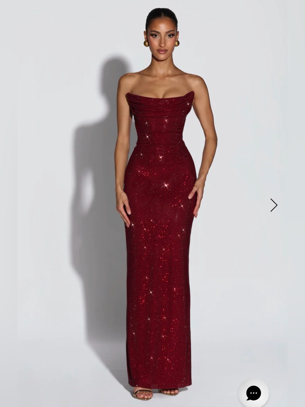 Strapless Sequin Column Gown in Deep Burgundy